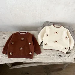 2024 New Autumn Newborn Baby Girls Sweater Toddler Baby Girl Knitting Pullover Tops Kids Sweater Children Knitted Clothes