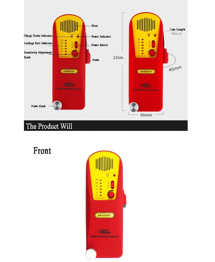 Combustible gas detector  Gas Leak detector AR8800A+