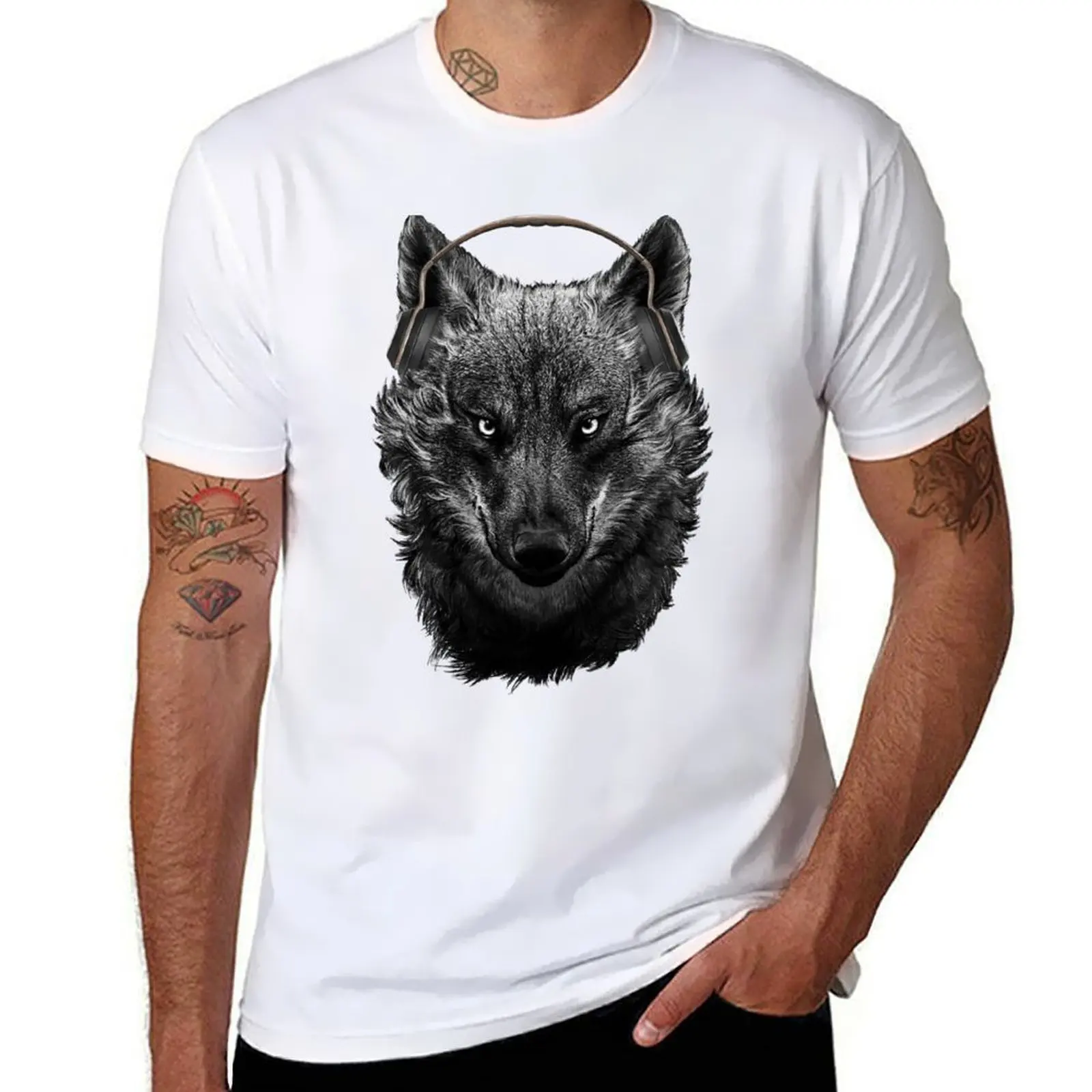 

Musical Wolf T-Shirt cotton t shirts man 100% t shirts for man graphic tees T-Shirt