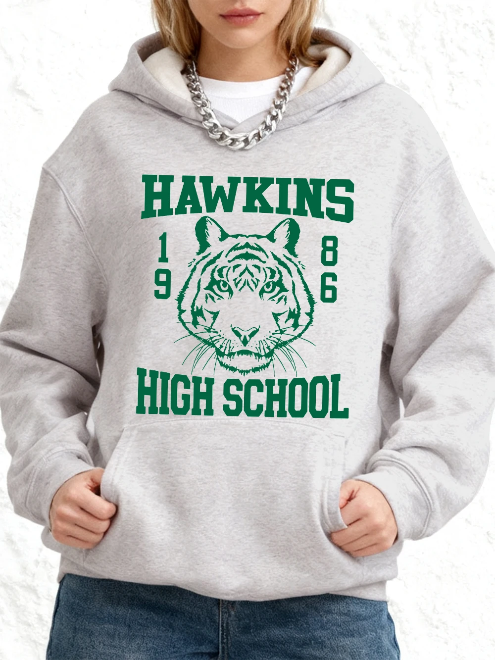 Hawkins lycée imprime sweats à capuche coton femmes sport pull ample hiver polaire chaud sweat Jogging poche femme vêtements