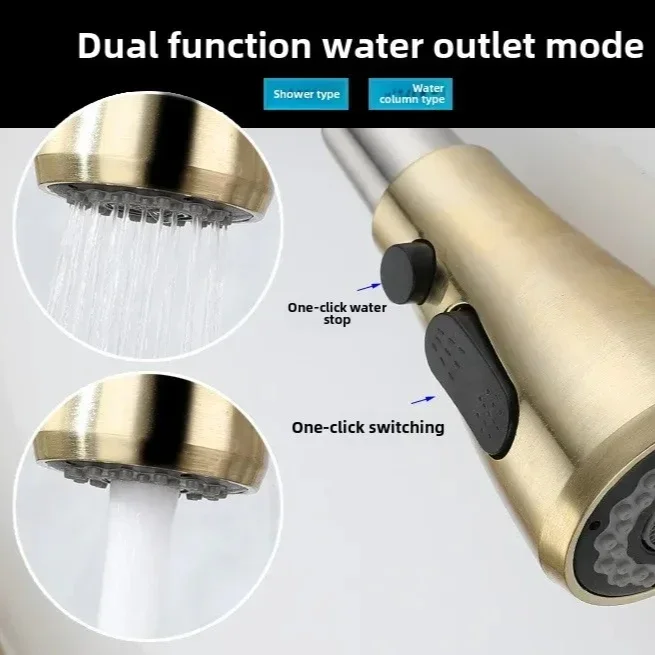 Kitchen Mixer Faucet Deck Mounted Hot and Cold Water Telescopic Faucet Stainless Steel Pull Out Kitchen Faucets Home Improvement