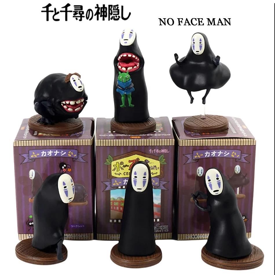 

6PCS Spirited Away Anime Figure Q Version Kawaii No Face Man Action Figure Room Decorations PVC Adult Collection Model Doll Toys