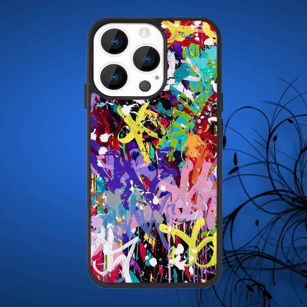 Coque de téléphone Graffiti colorée Cool pour iPhone 17,16,15,14,13,12,11,Plus,Pro,Max Mini Magsafe, charge magnétique sans fil