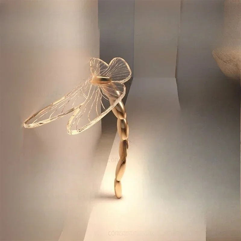 Acrylic dragonfly porch living room butterfly tea solid wood special-shaped Italian light luxury modern table