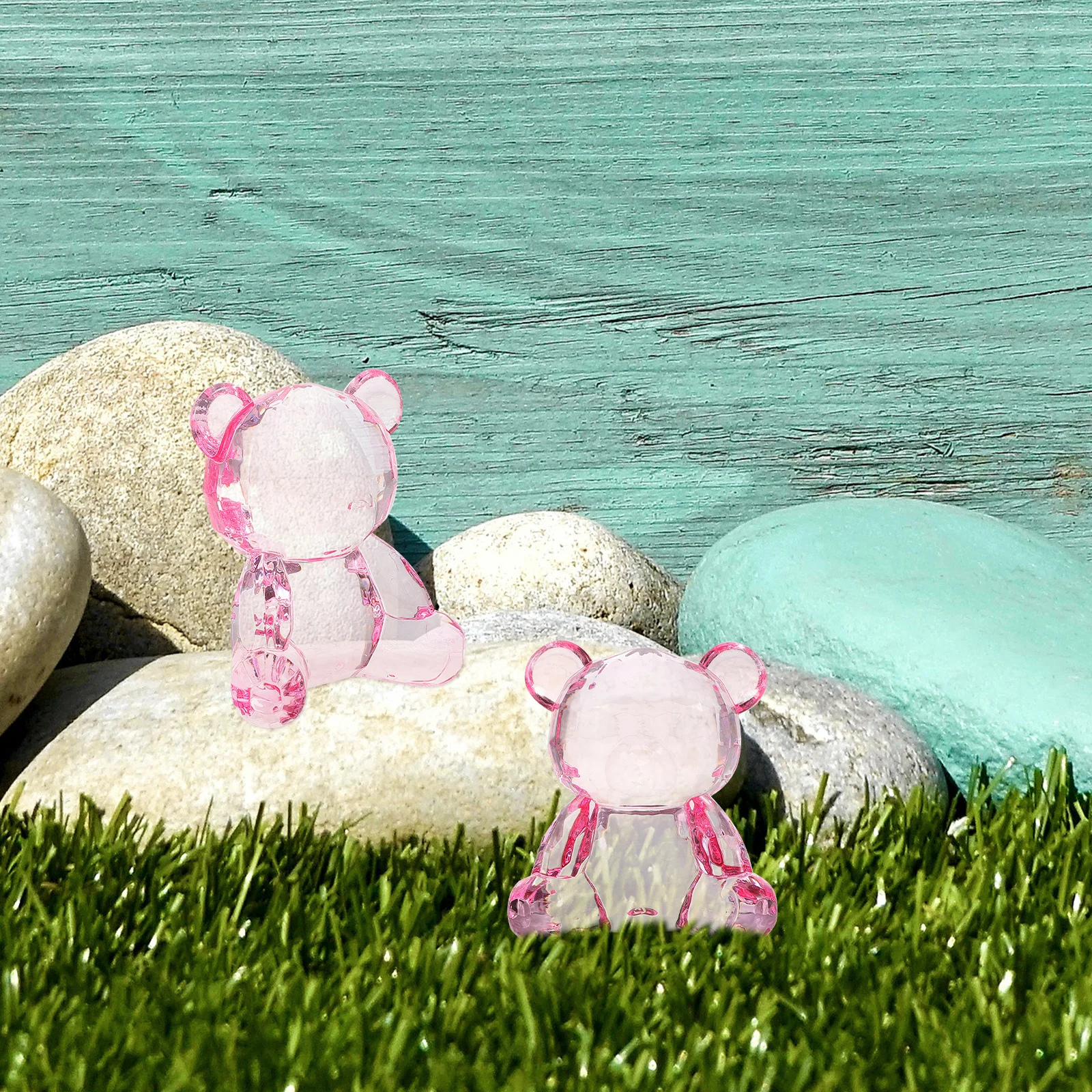 

Small Bear Ornament Acrylic Bear Decoration For Kids Room Home Garden Table Clear Animal Desktop Decor