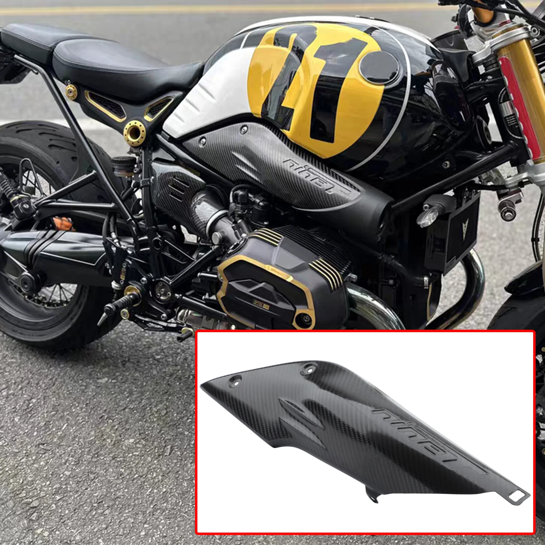 

Carbon Fiber Right Side Air Inlet Trim Accessories Fairing Heat Shield Cover for BMW R NINE T RNINET Scrambler Pure Racer Urban