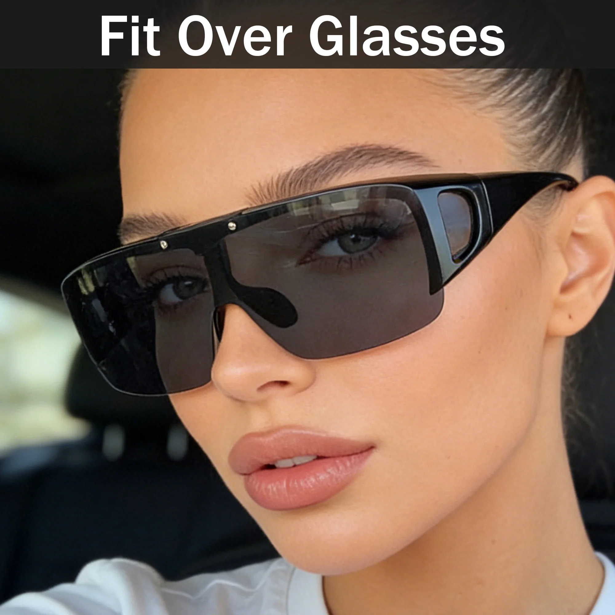 Lunettes de soleil superposables pour hommes et femmes, lunettes de vision nocturne, lunettes enveloppantes avec protection UV pour les activités sportives de plein air