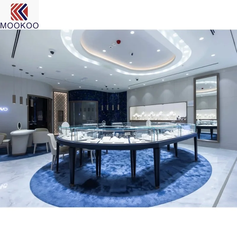 custom.Custom Luxury Jewelry Display Showcase with LED Light Full Jewelry Furniture with 3D Interior Design Service
