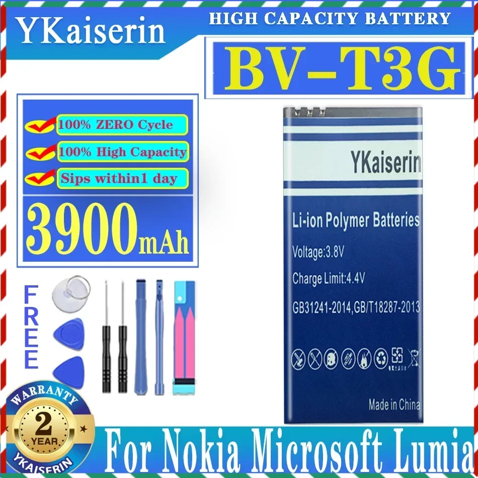 YKaiserin BV-T3G 3900mAh Replacement Battery For Nokia Microsoft Lumia 650 RM-1154 BVT3G BV T3G Li-Polymer Batteries