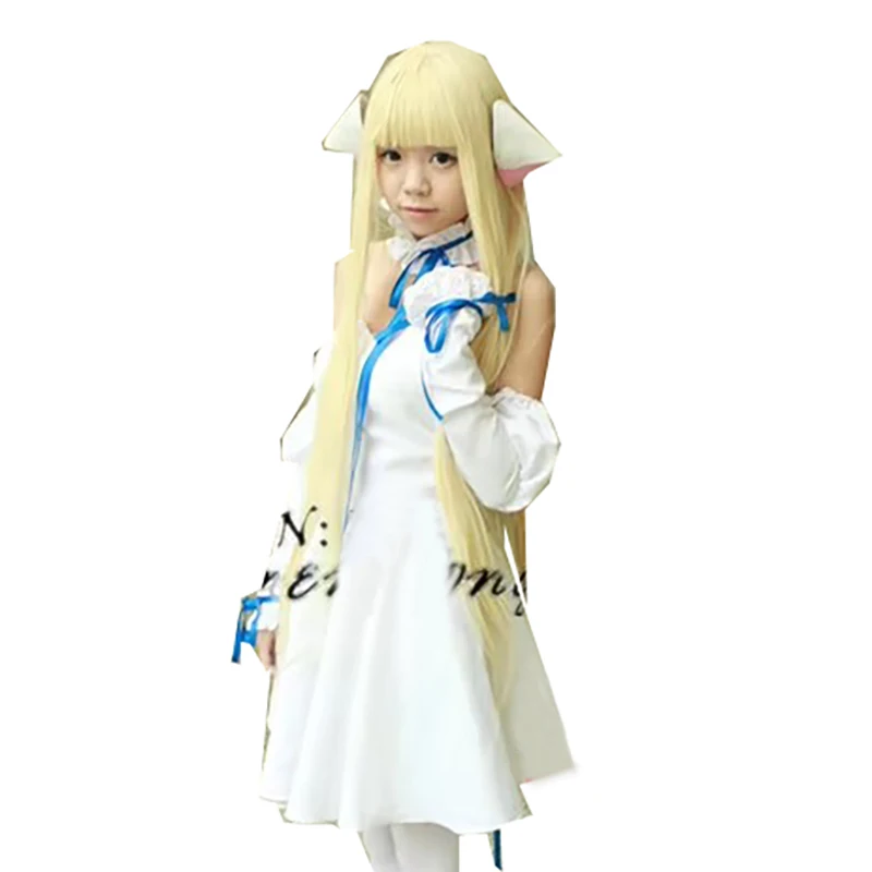 Newest High Quality Chobits Chii white Dress Cosplay Costume customized