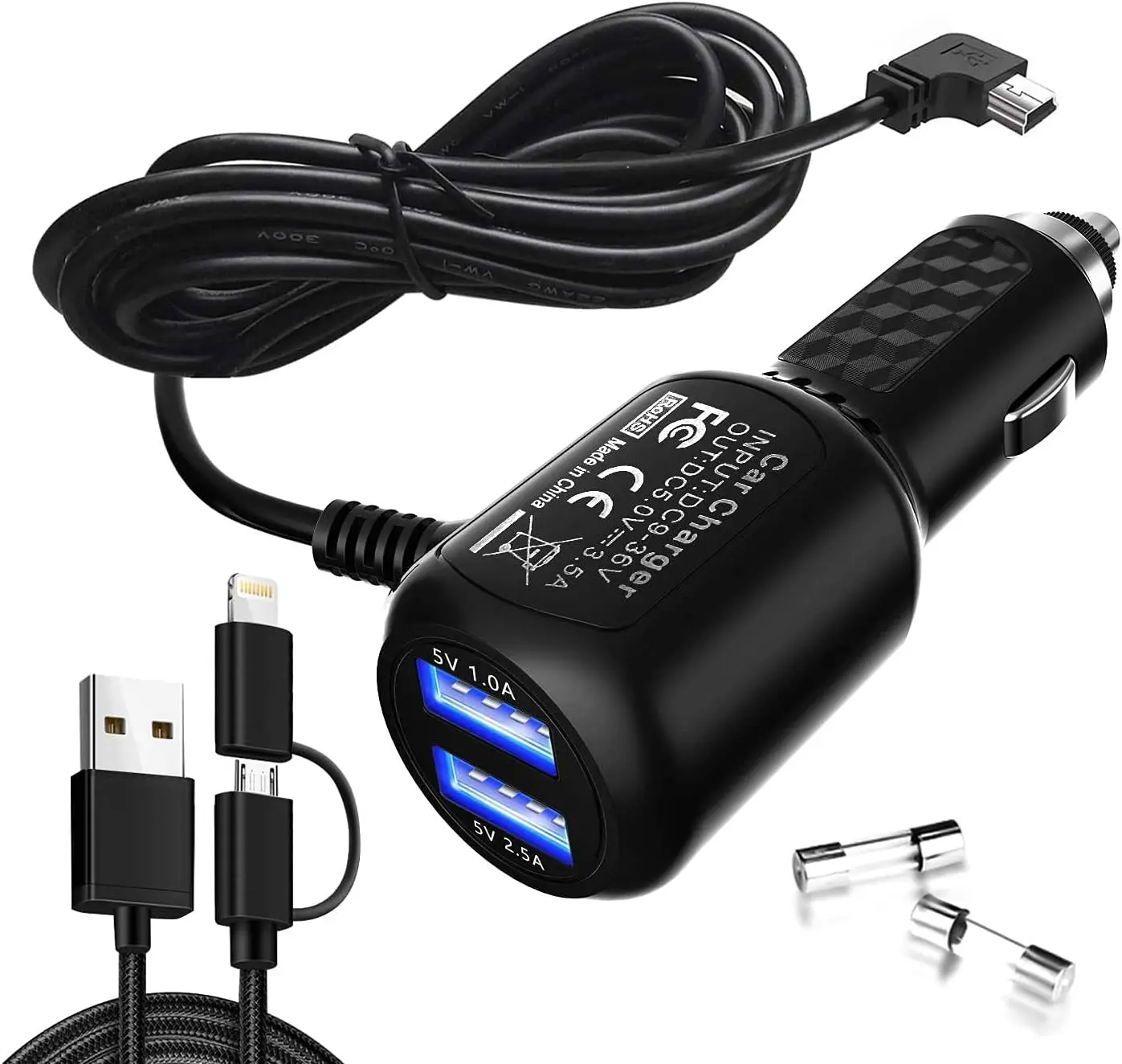 

Автомобильное зарядное устройство USB для Garmin Nuvi, двухпортовый кабель питания Mini USB для Garmin GPS и видеорегистратора C255