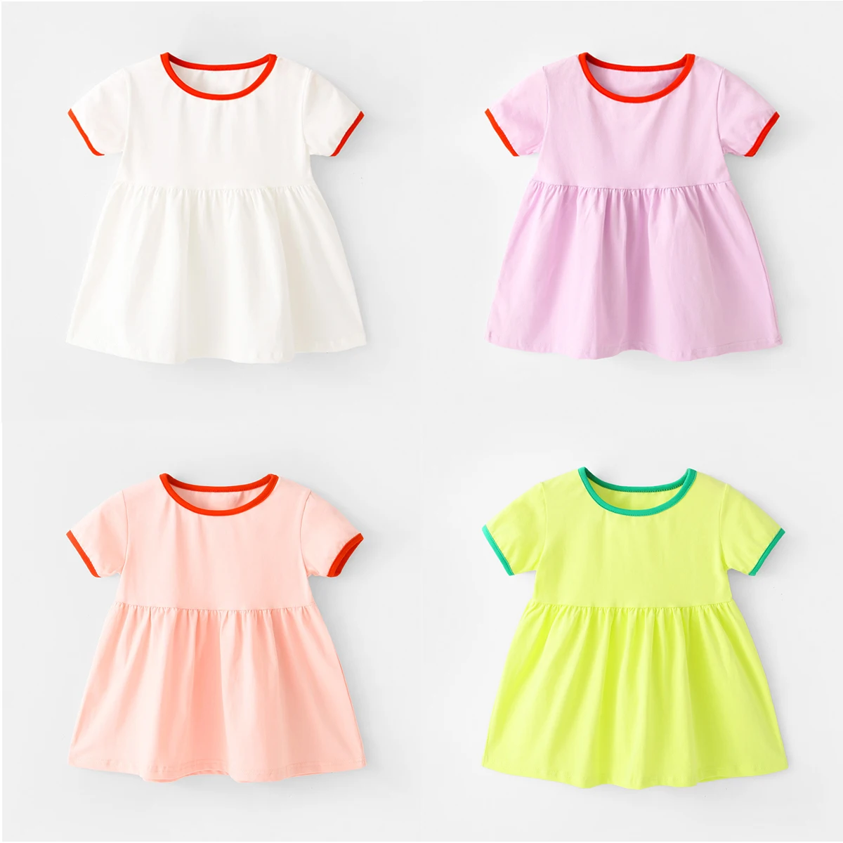 

Kids Girls Dresses Short Sleeve Baby Girls Clothes Cotton Breathe Infant Casual Outfits Summer Toddler Girls Party Costume A441