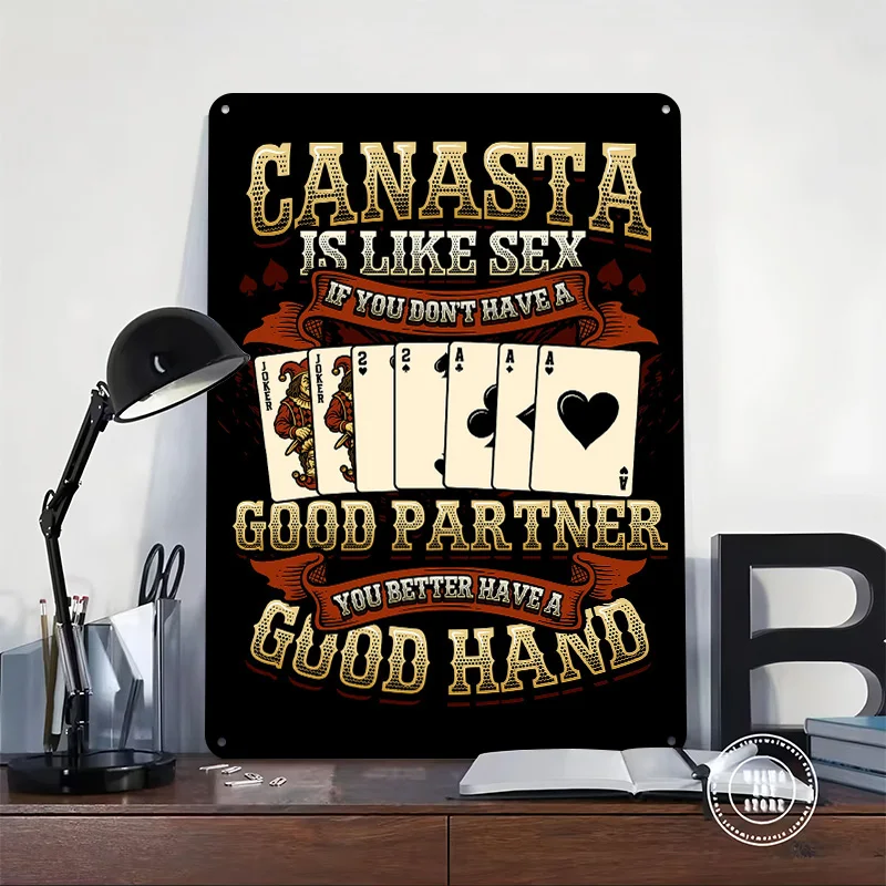 Canasta Card Game Funny Canasta Quote Poster Customized Vintage Metal Signs Wall Art Retro Tin Plaque for Home Decor Items House view 2