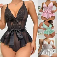 One-Piece Bodysuit Bandage Sexy Women Exotic Black Lace Patchwork Lingerie Bodysuit Back Open Bra Sexy Underwear - Image 6