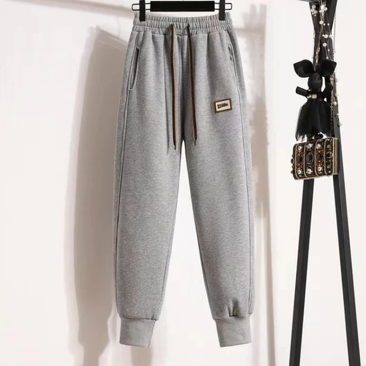 2026 Men Joggers Loose Harem Sweatpants Korean Elastic Ankle Casual Pants Thin Fleece Warm Streetwear Trousers