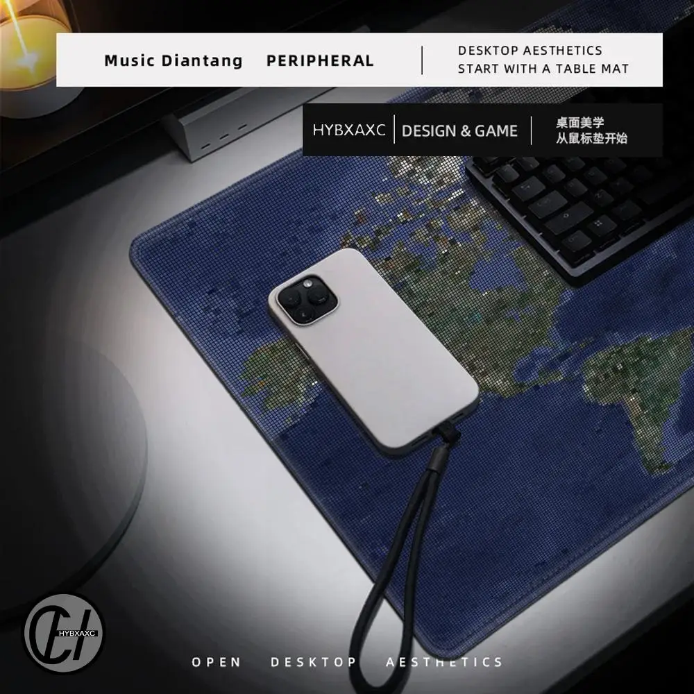 HYBXAXC Mosaic World Map Mouse Pad, Vintage Earth Desk Mat