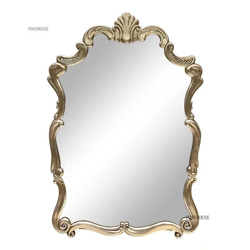 

European Vintage Bathroom Mirror Home Bath Mirrors American Style Light Wall-mounted Vanity Mirror Bedroom Decor
