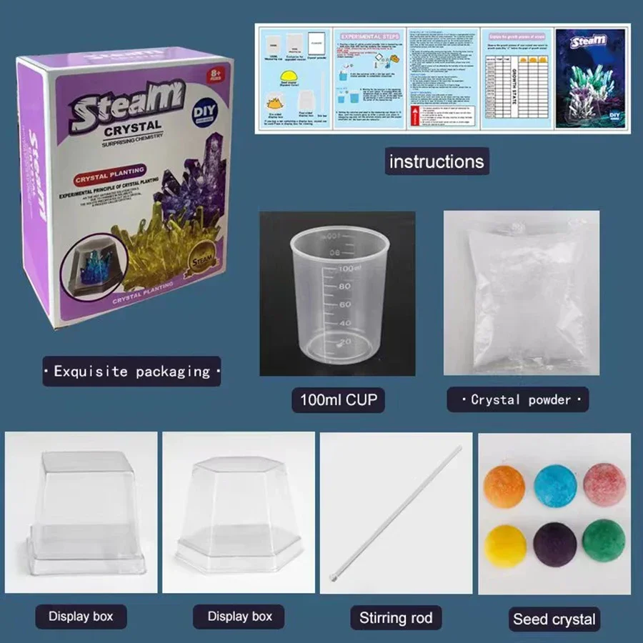 Expériences de plantation de cristaux, jouets scientifiques et éducatifs, cristaux groutibles DIY, couleur aléatoire, cadeaux de noël/Halloween