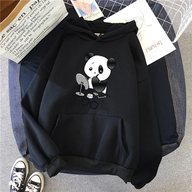 

Cute Print Panda Kawaii Graphic Hoodie Woman Comfort Simple Harajuku Casual Hoodies Winter Fashion Lace-up Women Sweatshirts