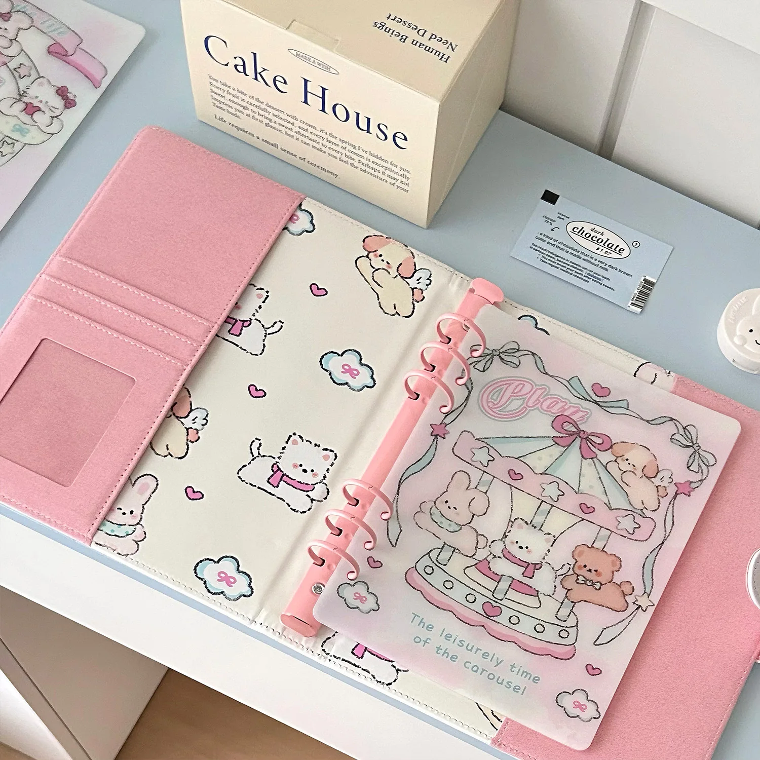 A5 Loose Leaf Photo Album Rose Meow DIY Binder Photocards Collect Book Diary Agenda Planner DIY Cover Album Stationery