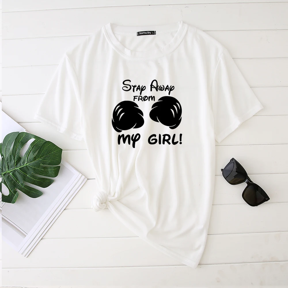 Seeyoushy Couple Clothes Matching Set Stay Away From My Girl Boy Printing Valentines Day Graphic T Shirts Streetwear