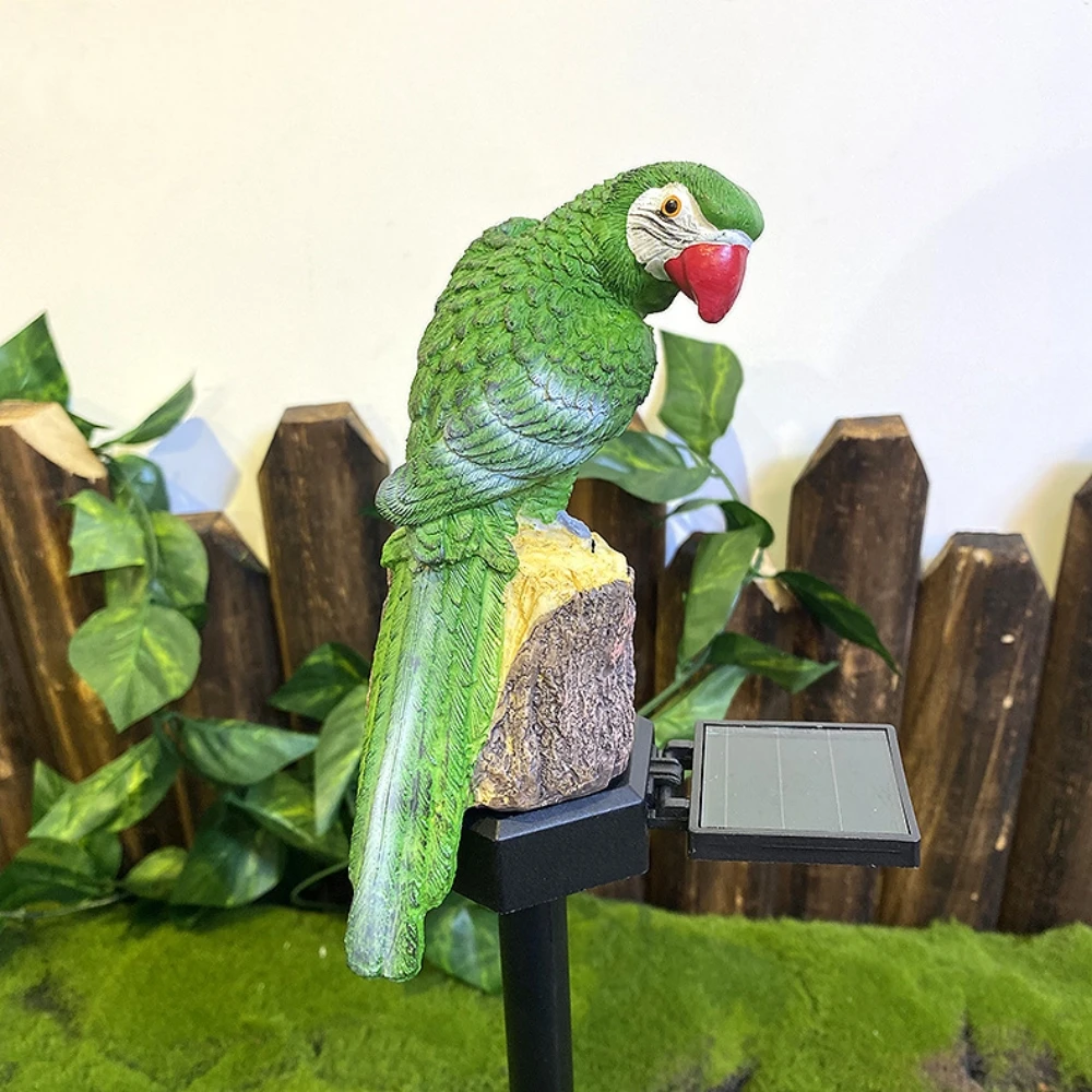 Parrot Light Ornament Cosplay Inserting Ground Landscape Resin Art Craft Garden Sculpture Halloween Decoration Accessory Prop