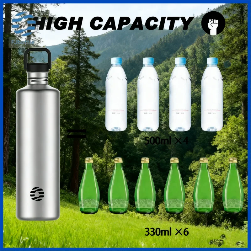 

Fjbottle 2L Спортивная бутылка для воды из нержавеющей стали Портативная велосипедная бутылка для воды Герметичная без BPA Большая емкость с сумкой для бутылки