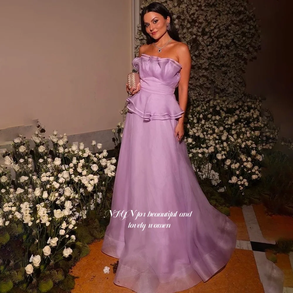 

NFYN Strapless Party Dress A Line Prom Dress with Pleats Evening Dress for Women مناسبة رسمية Customized