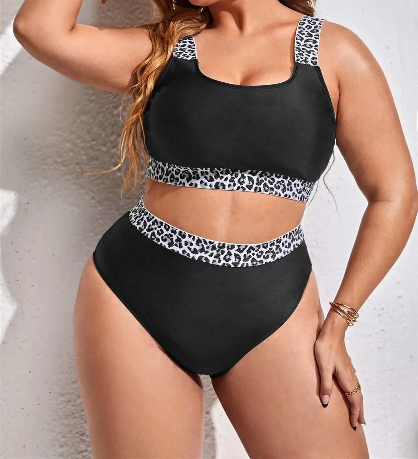 XL - 4XL Splicing Bikini Plus Size Large Size Swimwear Women Swimsuit Female Two-pieces Bikini set Bather Bathing Suit