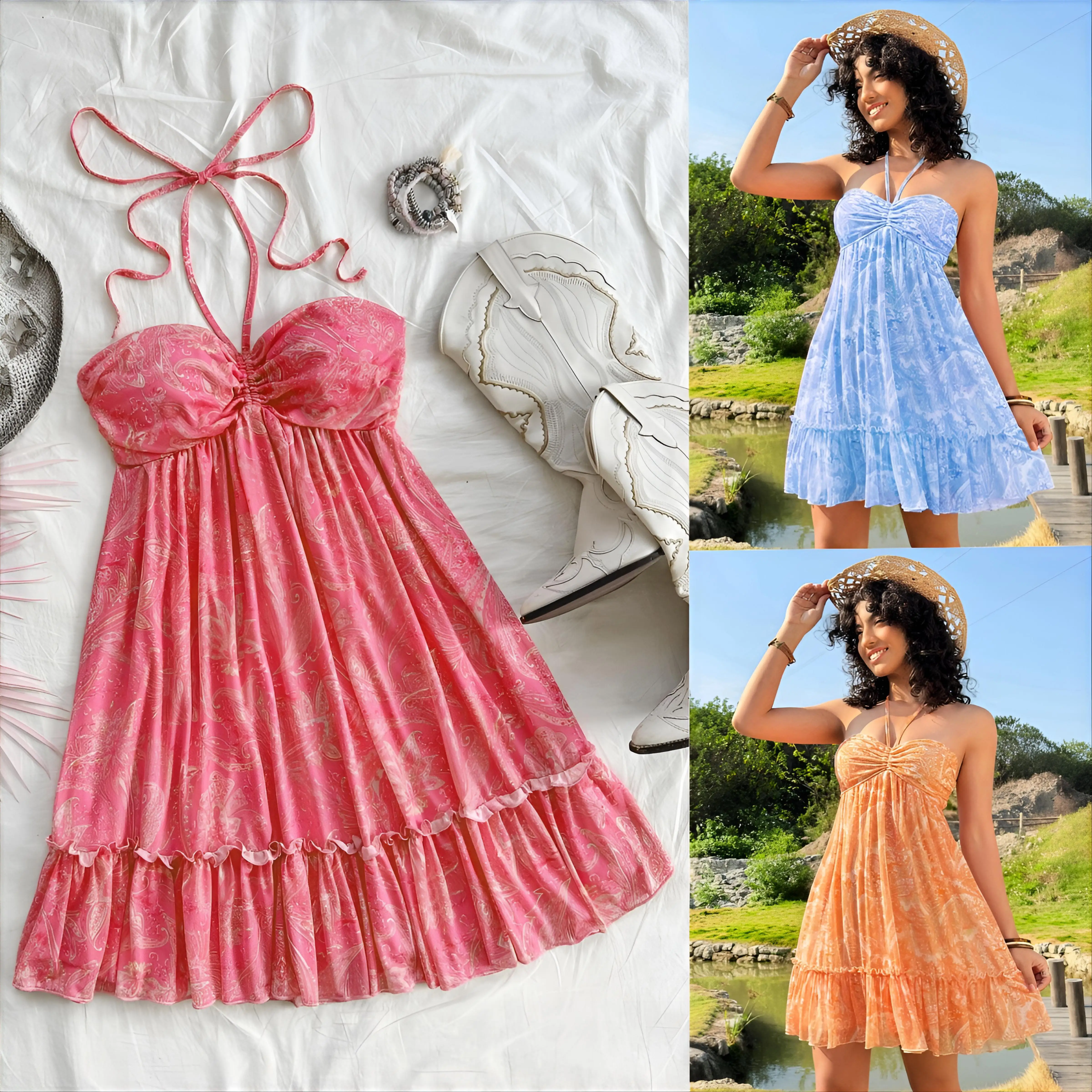 เสื้อครอปท็อปผู้หญิงแบบคลุม ผ้าชิมเมอร์ ป้องกันแสงแดด ดีไซน์พันรอบตัว สไตล์ลำลอง แต่งระบาย คอทรงกลม สวยหวาน สำหรับสาวๆ