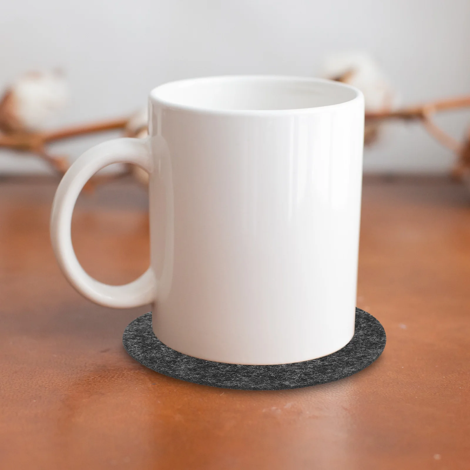 

6pcs Felt Coasters Round Absorbent Drink Mats Heat Resistant Table Protectors Anti-Scald Cup Mats For Home Office Coffee Bar