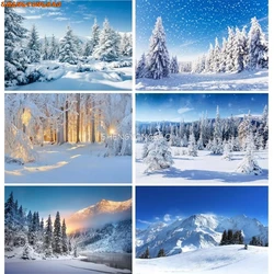 Winter Landscape Pine Forest Photography Backdrops Mountain Snow Nature Background Christmas Day Clouds Sky Photo Props TW-02