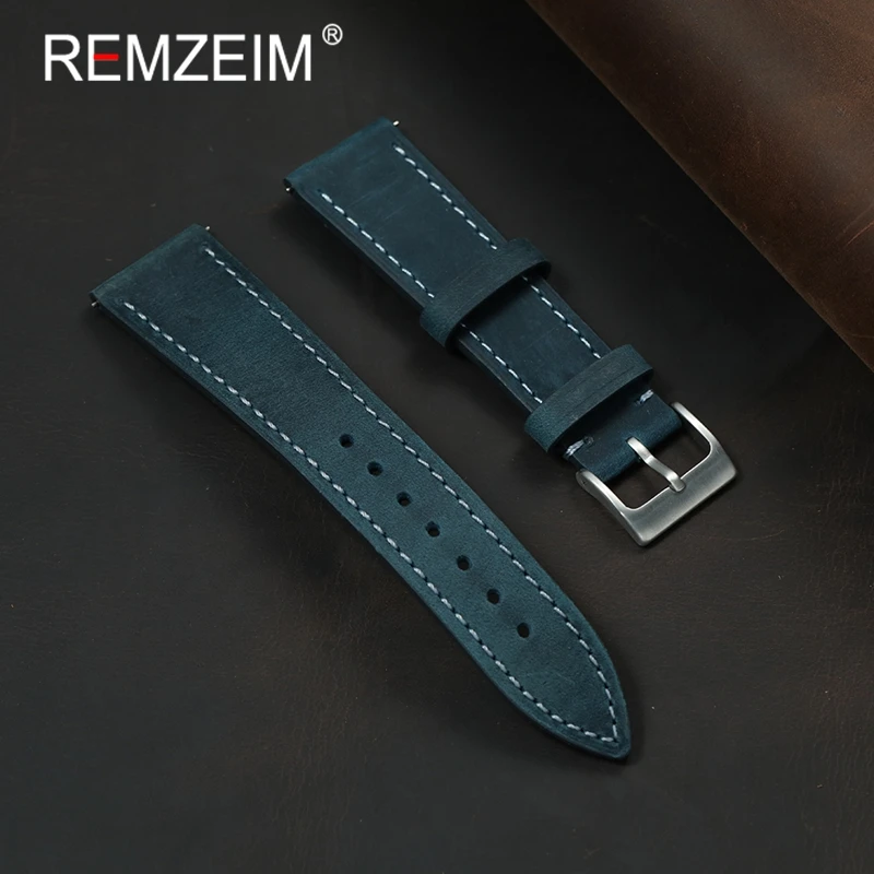 Quick Release Crazy Horse Leder Handgelenk Gürtel 18mm 19mm 20mm 21mm 22mm Ersatz Armband Männer frauen Blau Braun Grün Armband