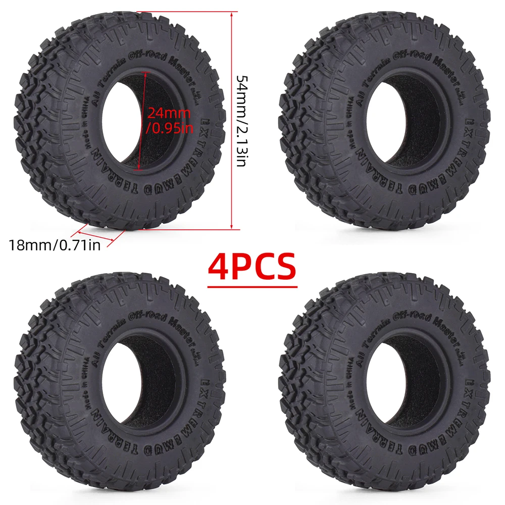 9IMOD 1.0 inch RC Tires 4pcs Rubber Wheel Tyre Set for 1/18 TRX4M 1/24 Axial SCX24 RC Crawler Car Upgrade Parts