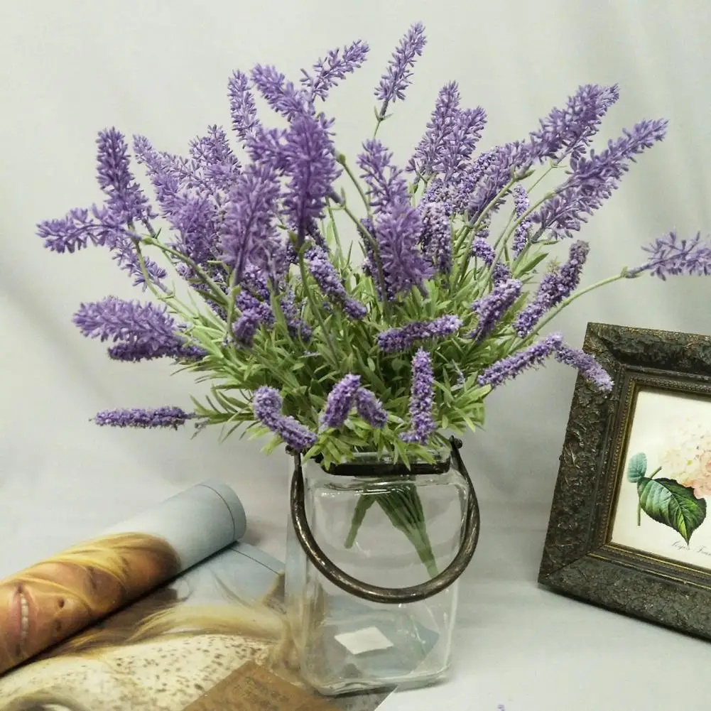 Fake Lavender Flower Realistic Looking Non-Withering Non-Fading Simulation Purple Wheat Spike Wedding Party Fake Plant Decor