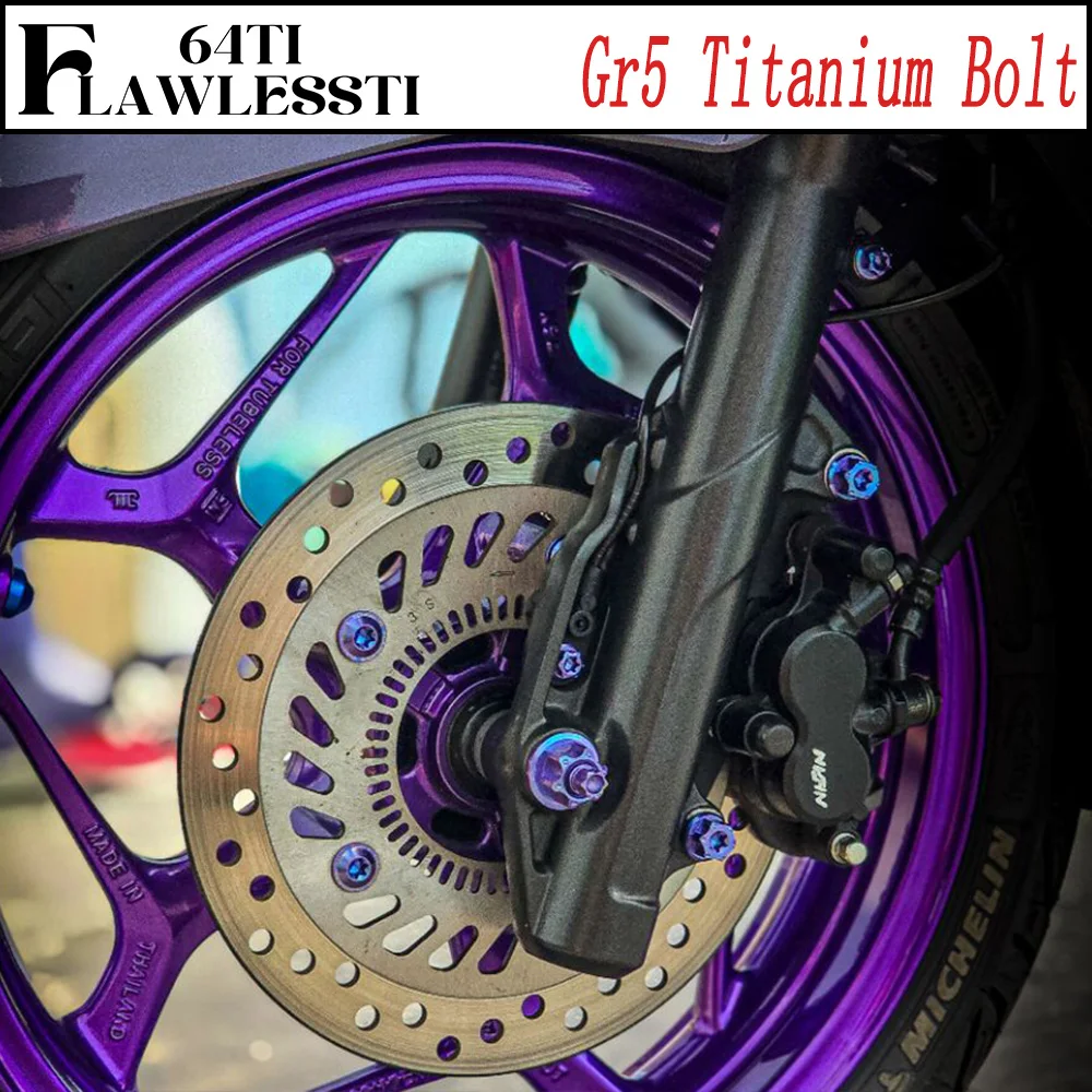 FLAWLESSTI Gr5 Titanium Bolt Disc Crankcase Cover Stem Air Filter Handle Bar Radiator Cover Brake Caliper Bolt For Honda PCX 160