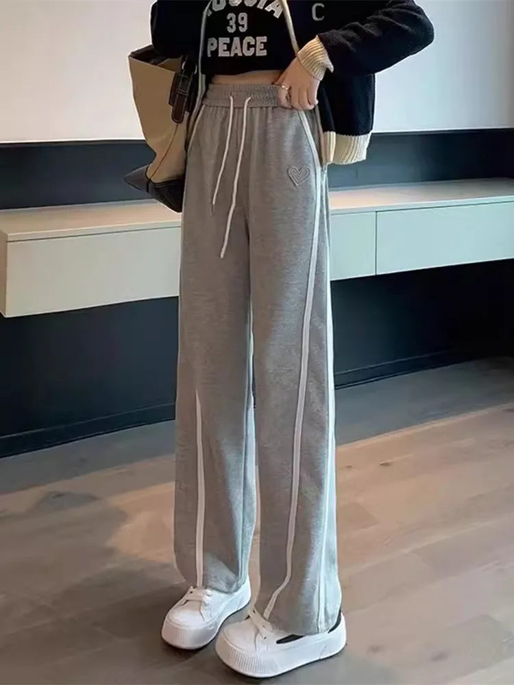 Trendy High Waist Wide Leg Sports Pants for Junior And High School Students Casual Loose Fit Fashionable Leisure Trousers