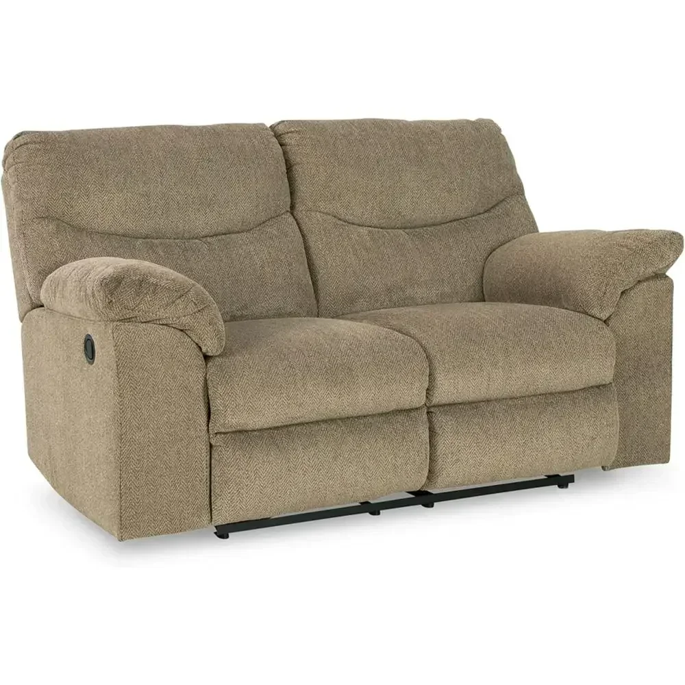 Transitional Style Reclining Loveseat in Light Brown