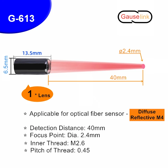 Optischer Fasersensor, Fokuslinse, Spiegel, optisch, M3, M4, M6, für diffuse reflektierende Durchgangsstrahl-Lichtschranke, Gauselink – Detail 17