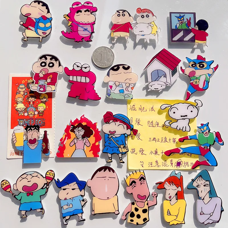 Crayon Shin-Chan Cartoon Acrylic Refrigerator Sticker Kawaii Creative Animation Peripheral Home Decoration Birthday Gift