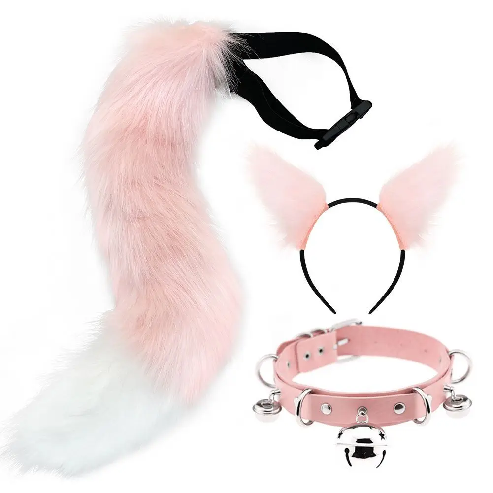 

Набор из 3 предметов для косплея, повязка на голову с кошачьими ушками, аксессуары для хвоста, ручная работа, Ins Cat Lady Beast Ears, набор аксессуаров для хвоста зверя