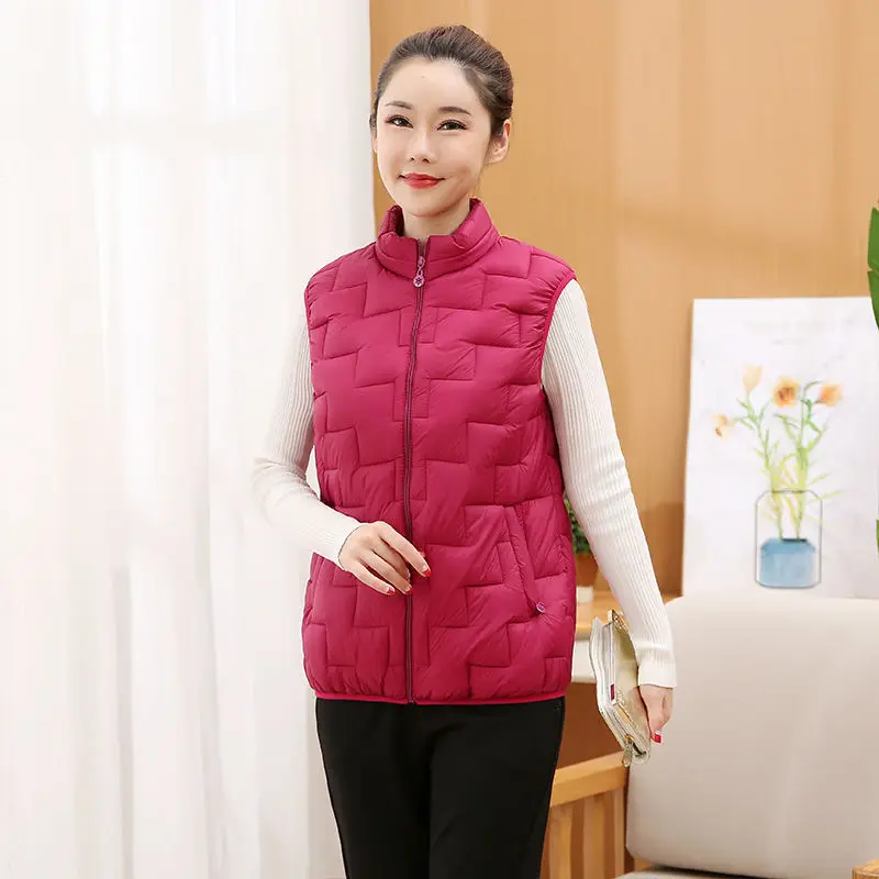 2023 Spring Autumn Women Ultra Light White Duck Down Vest Casual Female Warm Slim Sleeveless Waistcoat Outwear Tops