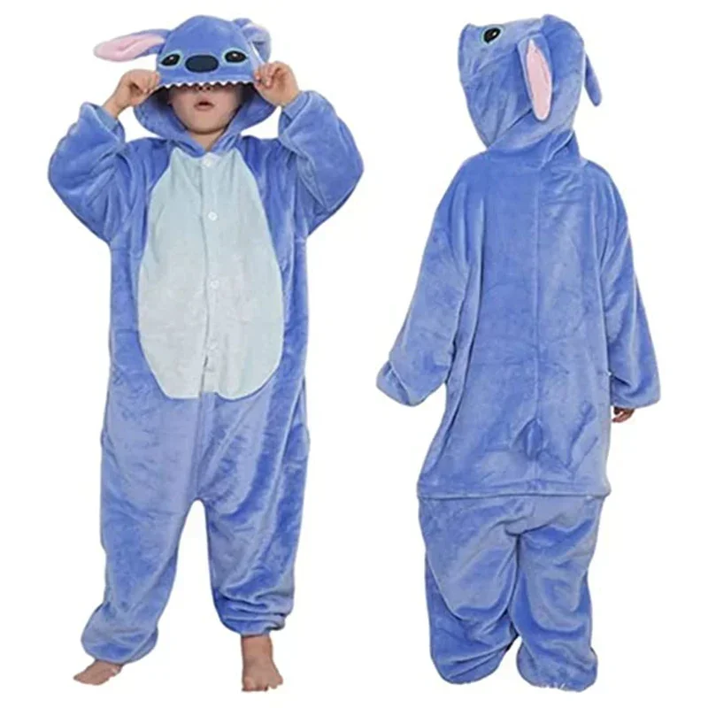 Cos Kids Lilo Stitch Blue Jumpsuit Pajamas Costume Soft Carnival Cosplay for Girl Boy Child Halloween Clo