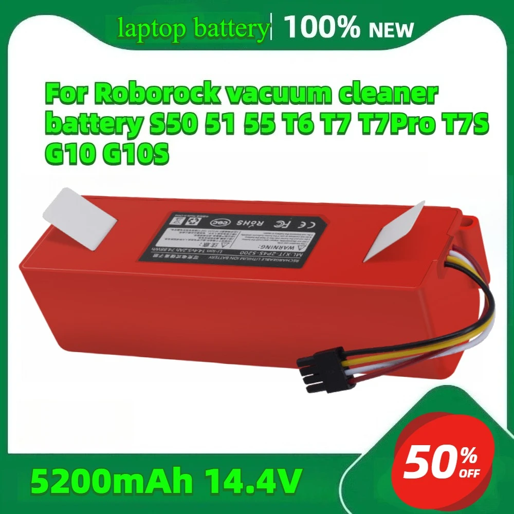 

5200mAh 14.4V For Roborock vacuum cleaner battery S50 51 55 T6 T7 T7Pro T7S G10 G10S