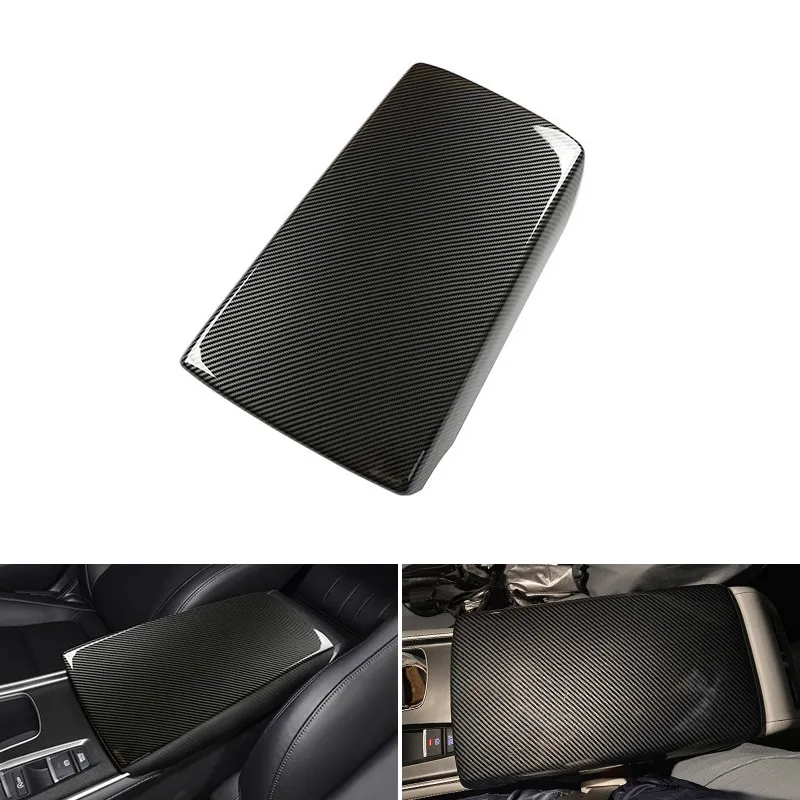 Tampa central da caixa do armazenamento do braço, padrão da fibra do carbono, acessórios interiores do carro, Honda Accord 10th Gen, 2017-2020, 2021