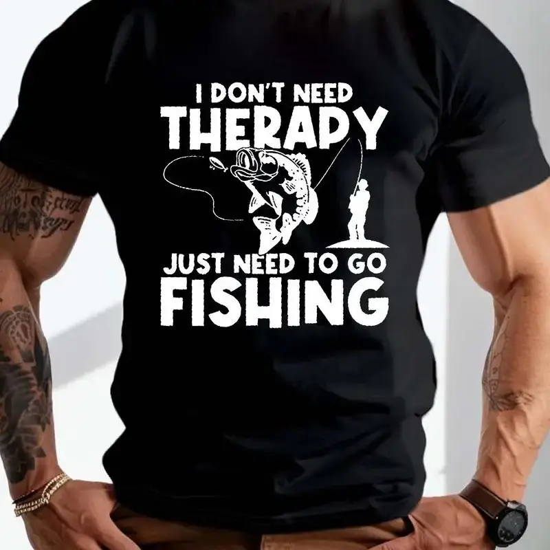 Sweat wicking Plus Size Go Fishing Immediately Men's  T shirt for Freedom of Move