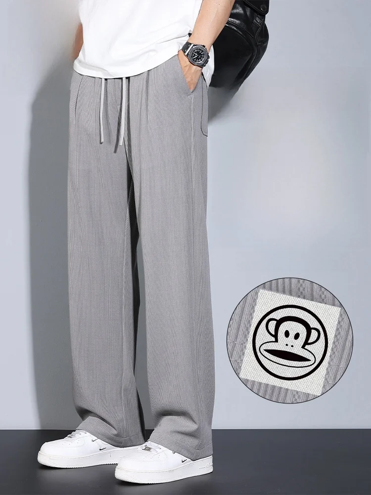 

PaulFrank Ice Silk Casual Pants Men's Summer Thin Loose Drapey Spor Straight Leg Trousers Youthful Vitali Sle Basic Color