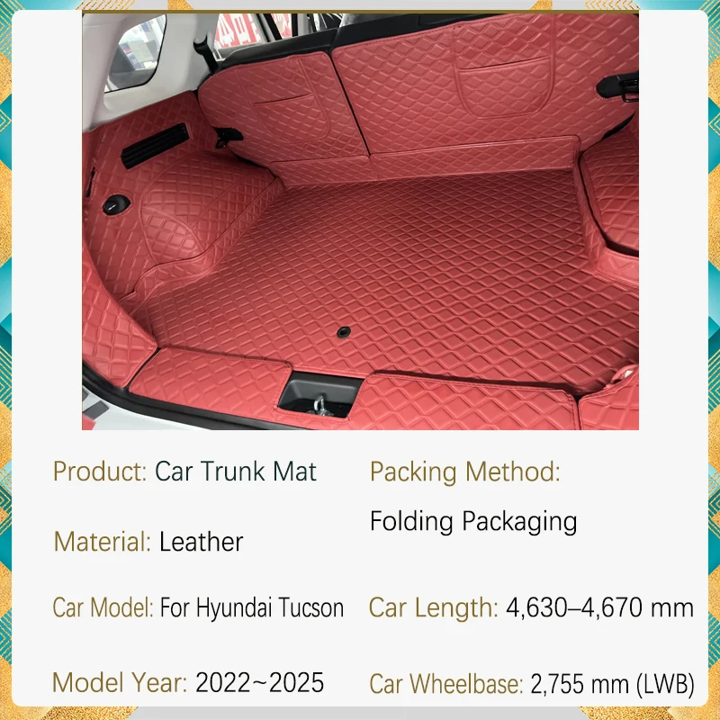 Car Trunk Mats For Hyundai Tucson NX4 2022~2025 Long Version Not For European Version Leather Liner Boot Carpet Auto Accessories