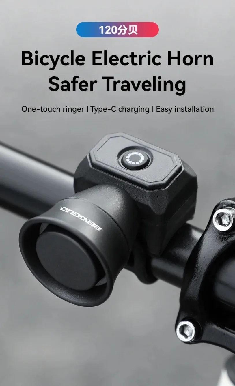 5-Modus Fahrrad Elektrische Glocke Horn Radfahren USB Lade Motorrad Ring Diebstahl Wasserdicht Alarm Mountain Road Fahrrad Zubehör – Detail 1