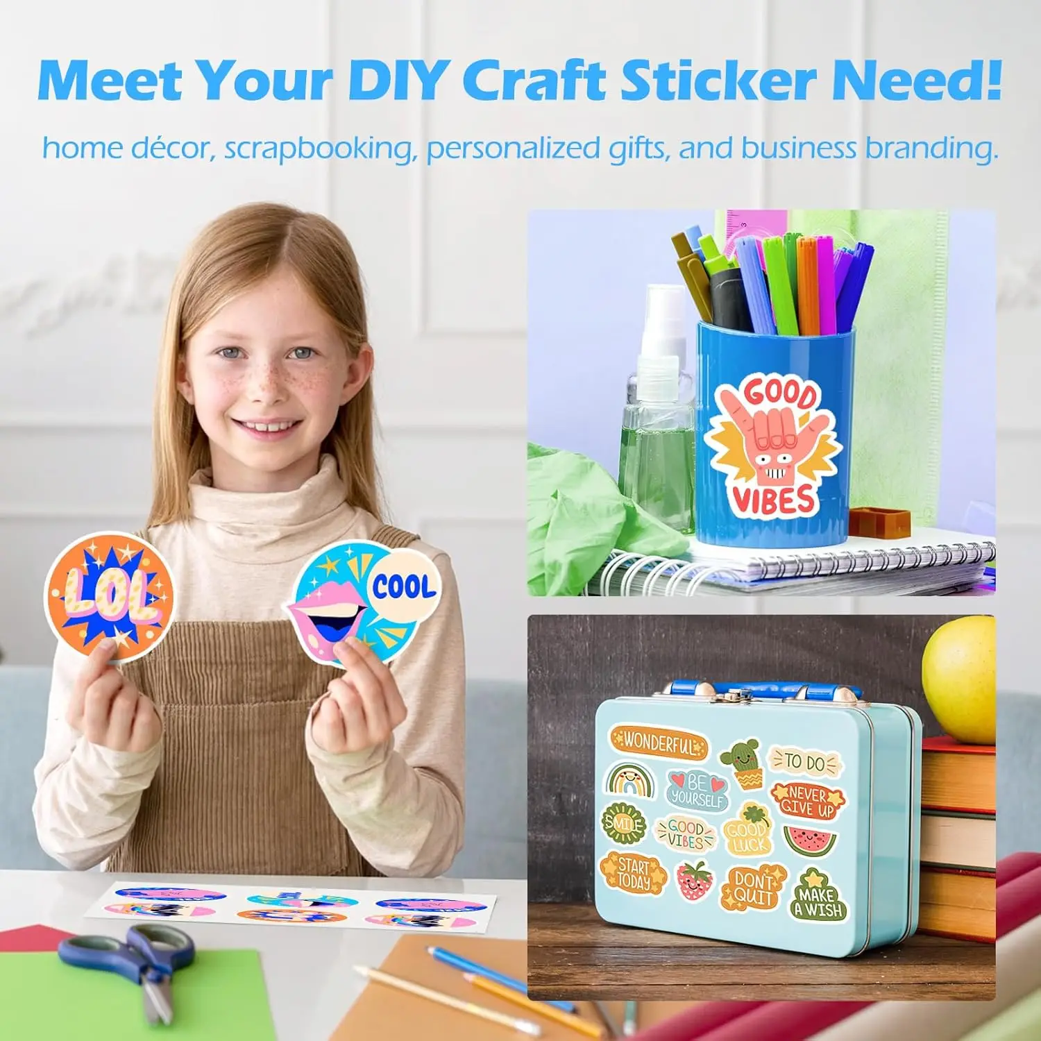 ESHANG A4/Letter High Glossy Printable Vinyl Sticker Paper for Inkjet Printer Self-Adhesive Sheets Dries Quickly